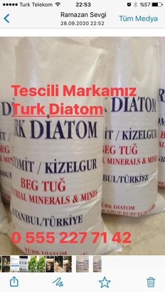 Diatom Toprağı | Diyatom | Diatomit | Diatomite | Kizelgur | Diyatome ve Pekmez Toprağı Adı İle Bilinen Zehirsiz Kokusuz Organik ve Doğal Bir Topraktır.